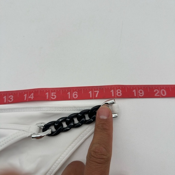 Men’s White Bikini Swim Brief Bottoms with Chain Detail XL - Picture 9 of 9